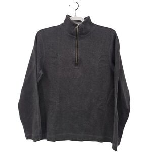 Banana Republic Sweater Mens Medium‎ Gray Quarter Zip Mock Neck Cotton Pullover